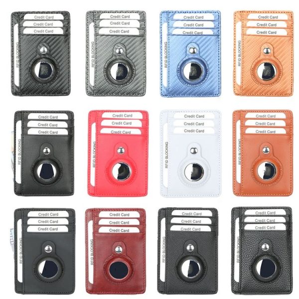 TQ-319 Anti-Theft Anti-Lost Tracker Leather Card Holder For AirTag, Style: Flat Pattern (Red) - Image 3