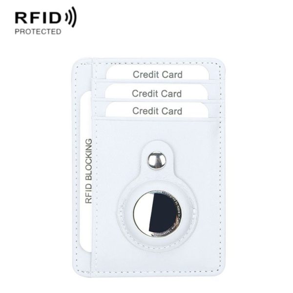 TQ-319 Anti-Theft Anti-Lost Tracker Leather Card Holder For AirTag, Style: Flat Pattern (Gray)