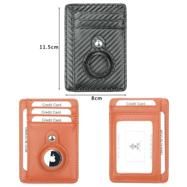 TQ-319 Anti-Theft Anti-Lost Tracker Leather Card Holder For AirTag, Style: Flat Pattern (Gray) - Image 2