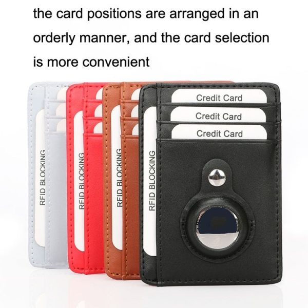 TQ-319 Anti-Theft Anti-Lost Tracker Leather Card Holder For AirTag, Style: Flat Pattern (Gray) - Image 6