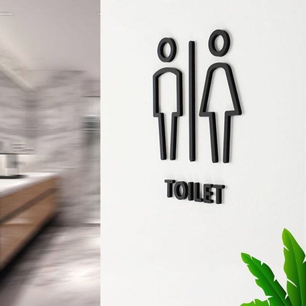 19 x 14cm Personalized Restroom Sign WC Sign Toilet Sign, Style: Black Single Man - Image 4