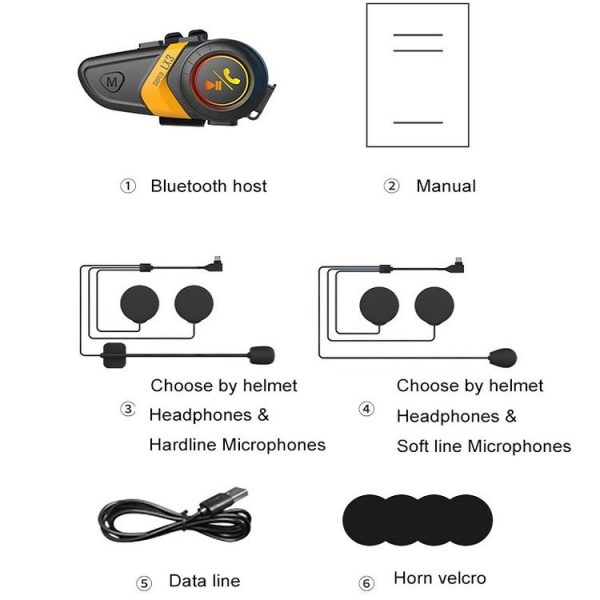 Motorcycle Helmet Call Music Navigation Bluetooth Headset, Color: Red (Soft Pipe Microphone) - Image 4