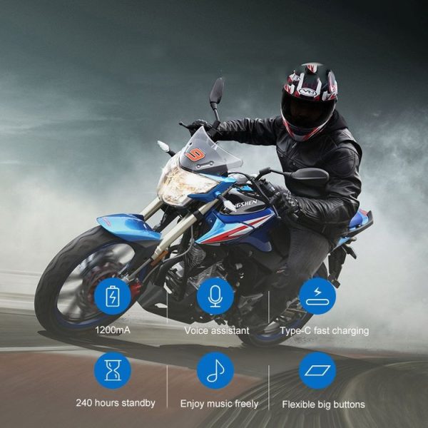 Motorcycle Helmet Call Music Navigation Bluetooth Headset, Color: Red (Soft Pipe Microphone) - Image 6
