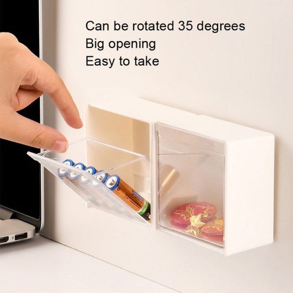 Wall-Mounted Flip Storage Box Paste Small Object Storage Box (White) - Image 4