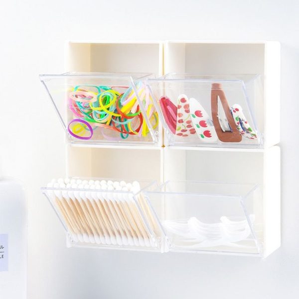 Wall-Mounted Flip Storage Box Paste Small Object Storage Box (White) - Image 5