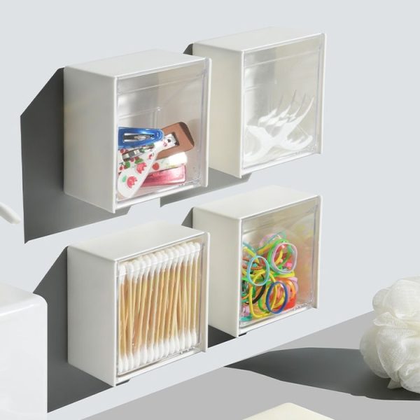 Wall-Mounted Flip Storage Box Paste Small Object Storage Box (White) - Image 6