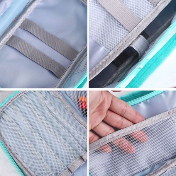 Large Capacity Multi-layer Portable Stationery Bag Canvas Pen Bag (Pink) - Image 5