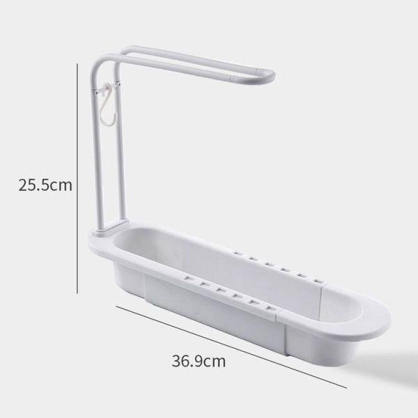 Disassembly With Towel Pole Telescopic Sink Rack (White) - Image 2