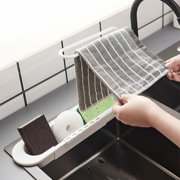 Disassembly With Towel Pole Telescopic Sink Rack (White) - Image 6
