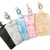 Marbled PU Leather Luggage Tag Oil Edge Sewing With Metal Hardware Buckle (Black) - Image 2