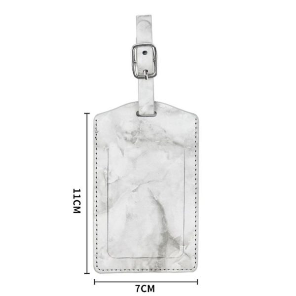 Marbled PU Leather Luggage Tag Oil Edge Sewing With Metal Hardware Buckle (Black) - Image 3