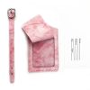 Marbled PU Leather Luggage Tag Oil Edge Sewing With Metal Hardware Buckle (Black) - Image 4