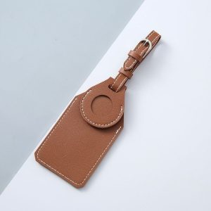 PU Anti-Lost Luggage Tag Tracker Cover for AirTag (Brown)