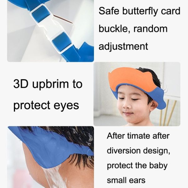 Shampoo Earmuffs Silicon Infant Wash Bath Cap Child Washing Hat (Orange) - Image 3