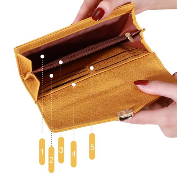 87P Litchi Pattern Multifunctional Large Capacity Wallet Phone Bag (Red Wine) - Image 4