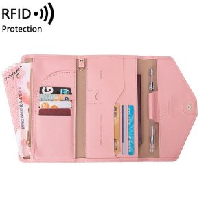 1655 RFID Anti-magnetic Anti-theft Passport Bag Document Bag Card Bag (Pink)