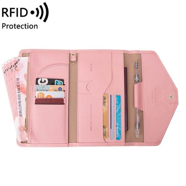 1655 RFID Anti-magnetic Anti-theft Passport Bag Document Bag Card Bag (Pink)