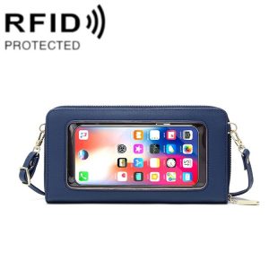 1665 RFID Anti-magnetic Anti-theft Touch Screen Cross-Body Phone Bag Card Holder (Royal Blue)