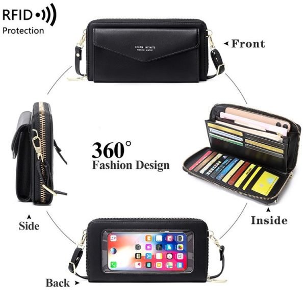 1665 RFID Anti-magnetic Anti-theft Touch Screen Cross-Body Phone Bag Card Holder (Royal Blue) - Image 3
