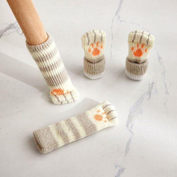 1 Set Double Knit Wear-Resisting Table Stool Leg Mute Protective Cover (Light Gray)