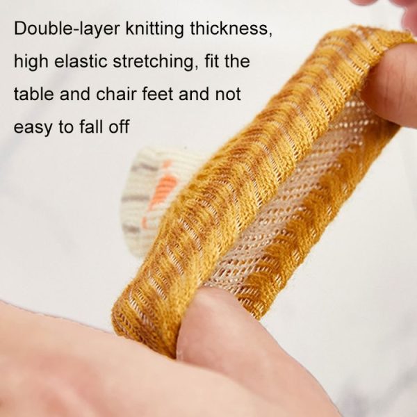 1 Set Double Knit Wear-Resisting Table Stool Leg Mute Protective Cover (Light Gray) - Image 4