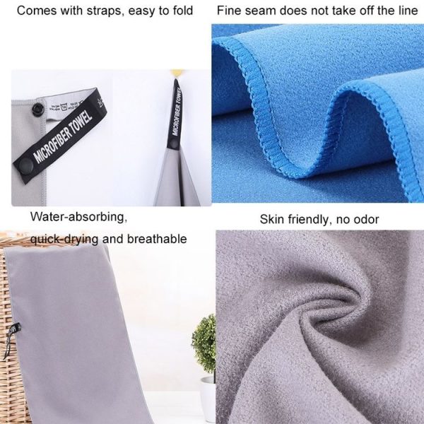 Absorbent Quick Dry Sports Towel Microfiber Bath Towel 76x152cm (Yellow Square Mesh Bag) - Image 4