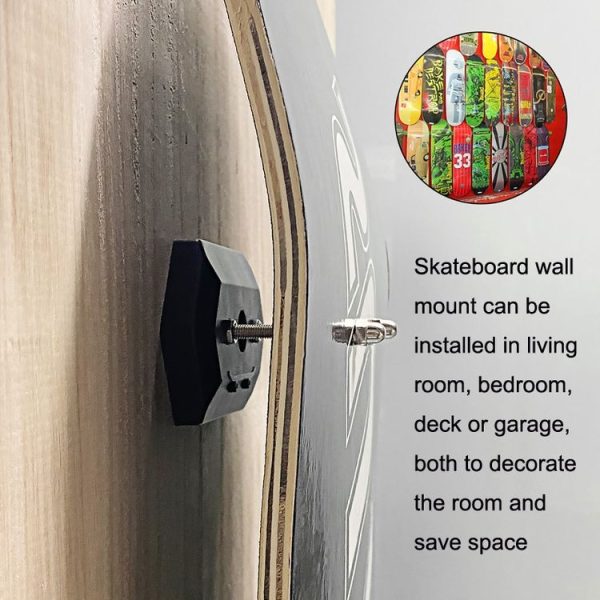 Wall Mount Skateboard Stand For Skateboard Deck Display and Storage (Black) - Image 6