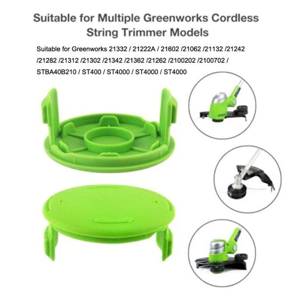 2PCS GK04 Cordless Weeder Lawn Mower Spool Cover For Greenworks (Green) - Image 4