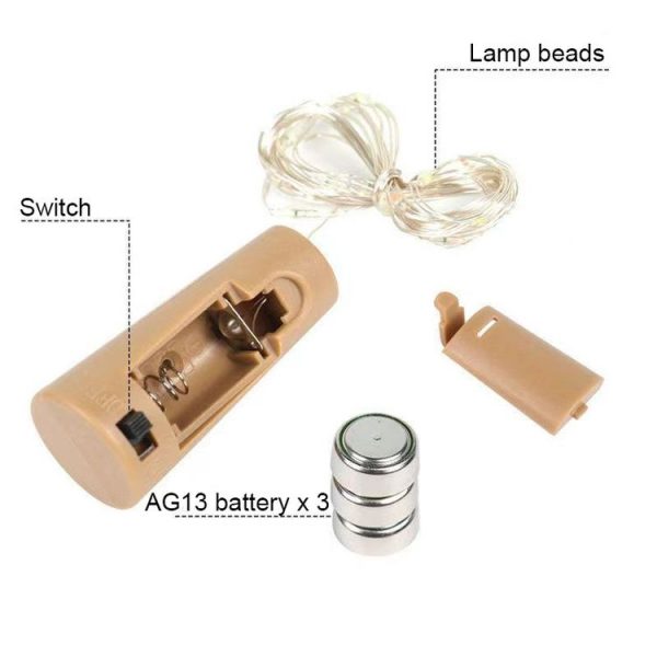 LED Wine Cork Christmas Decorative String Lights, Spec: 2m 20 lights (White) - Image 3