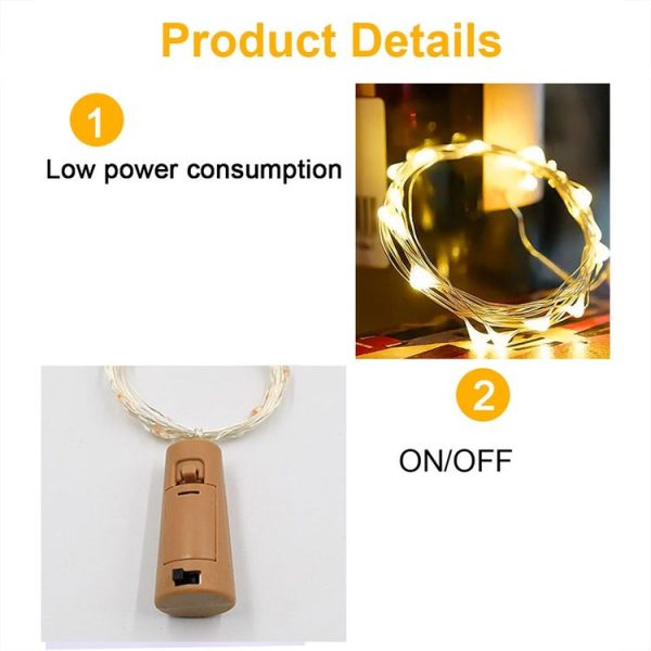 LED Wine Cork Christmas Decorative String Lights, Spec: 2m 20 lights (White) - Image 4