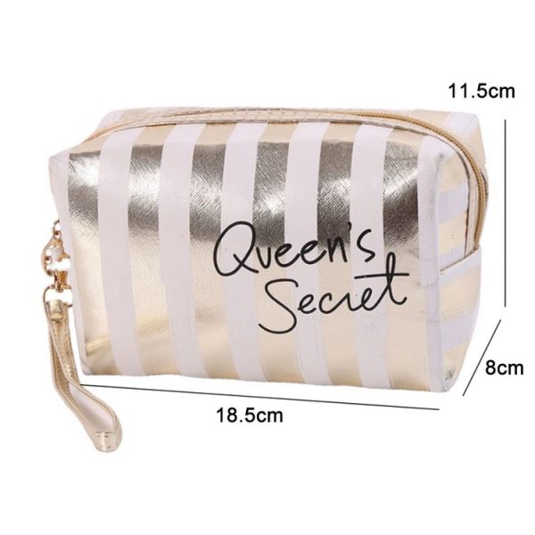 Multifunctional Striped PU Waterproof Cosmetic Toiletry Bag (Blue) - Image 3