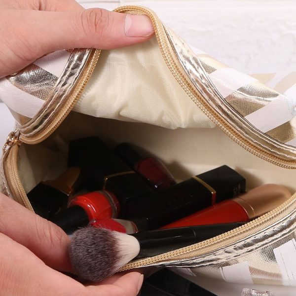 Multifunctional Striped PU Waterproof Cosmetic Toiletry Bag (Blue) - Image 5