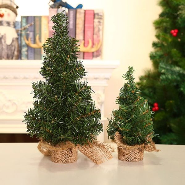 Hemp Bottom Mini Christmas Tree Shopping Mall Window Desktop Decoration, Size: A-S10 30cm - Image 2