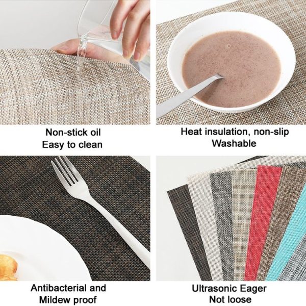 PVC Woven Antibacterial Mildew Proof Heat Insulation Coaster (Gray White) - Image 3