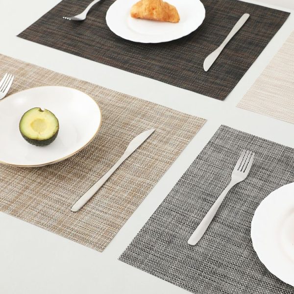 PVC Woven Antibacterial Mildew Proof Heat Insulation Coaster (Gray White) - Image 4