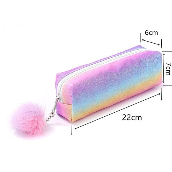 Rainbow Glitter Pen Bag Shimmering Pencil Bag Make-up bag (Rose Red Dazzle Color) - Image 4