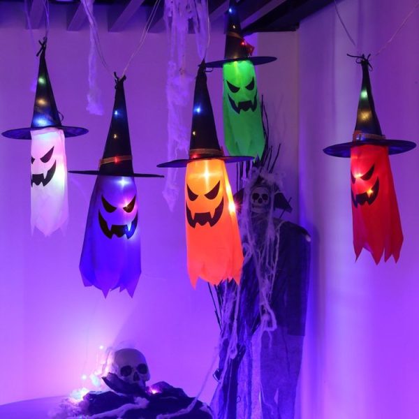 Halloween LED Hanging Lights Ghost Festival Decorative Lights, Style: Wizard Hat (Warm White) - Image 6