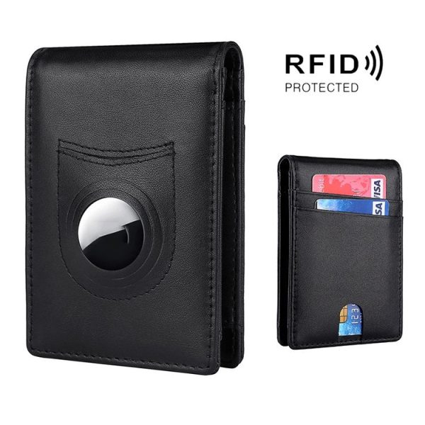 Tracker RFID Card Holder Leather Men Wallet for AirTag (Plain Weave)