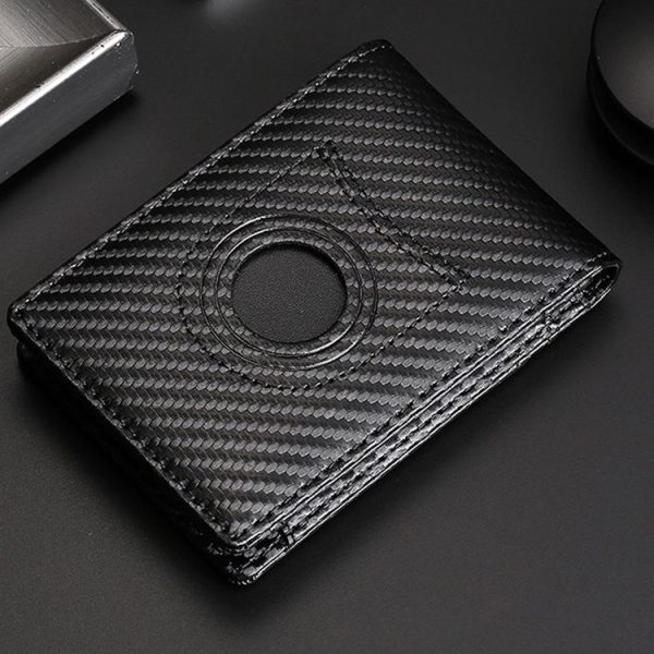 Tracker RFID Card Holder Leather Men Wallet for AirTag (Plain Weave) - Image 3