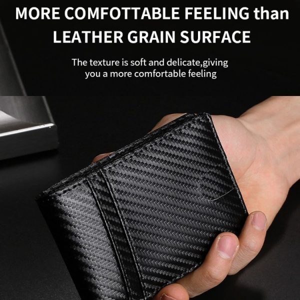 Tracker RFID Card Holder Leather Men Wallet for AirTag (Plain Weave) - Image 4