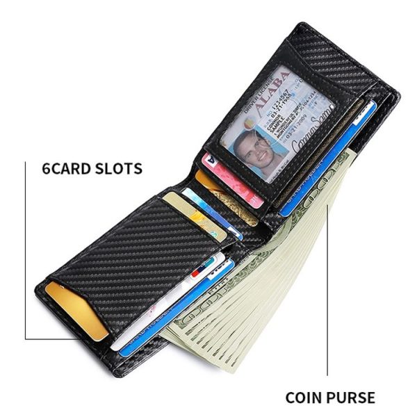 Tracker RFID Card Holder Leather Men Wallet for AirTag (Plain Weave) - Image 5