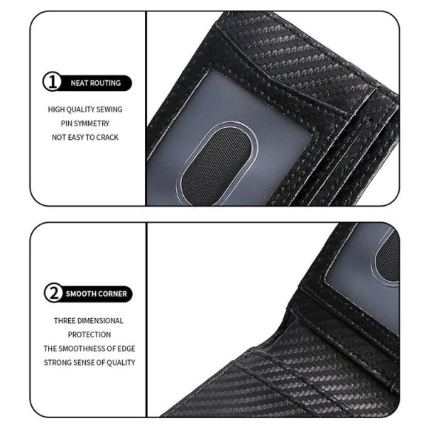 Tracker RFID Card Holder Leather Men Wallet for AirTag (Plain Weave) - Image 6