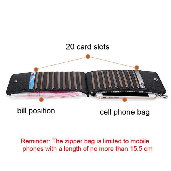 TP-165 First Layer Cowhide RFID Card Holder Long Wallet Multifunctional Mobile Phone Bag (Coffee) - Image 3