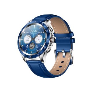 NX1 1.32 Inch Bluetooth Call Body Temperature Monitoring Waterproof Smart Watch (Blue Leather)