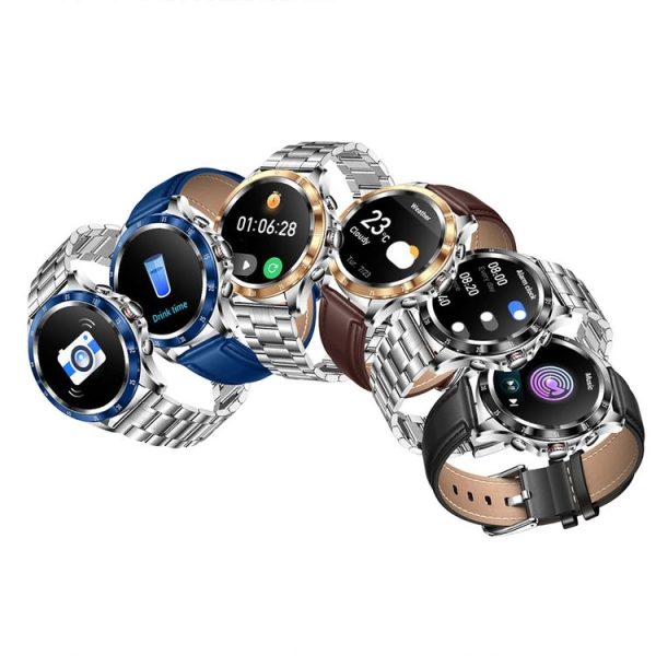 NX1 1.32 Inch Bluetooth Call Body Temperature Monitoring Waterproof Smart Watch (Blue Leather) - Image 2