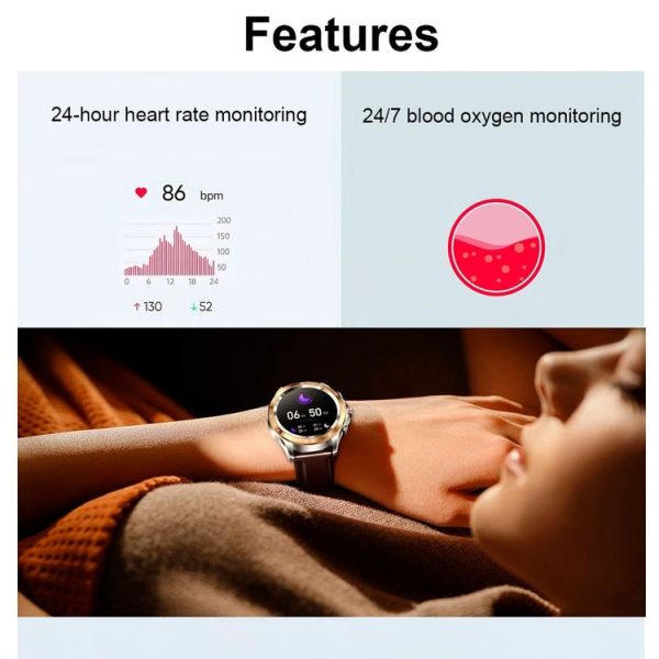 NX1 1.32 Inch Bluetooth Call Body Temperature Monitoring Waterproof Smart Watch (Blue Leather) - Image 5