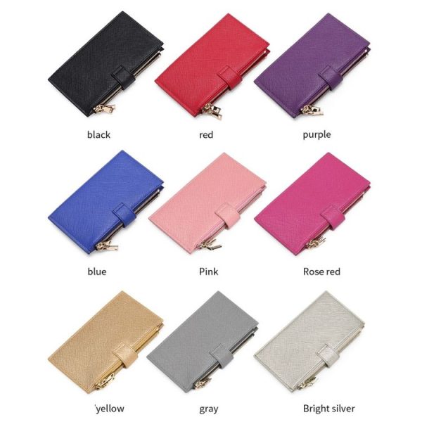 GLQ167 RFID Two-way Folding PU Cross Pattern With Zipper Pocket Wallet (Light Blue) - Image 2