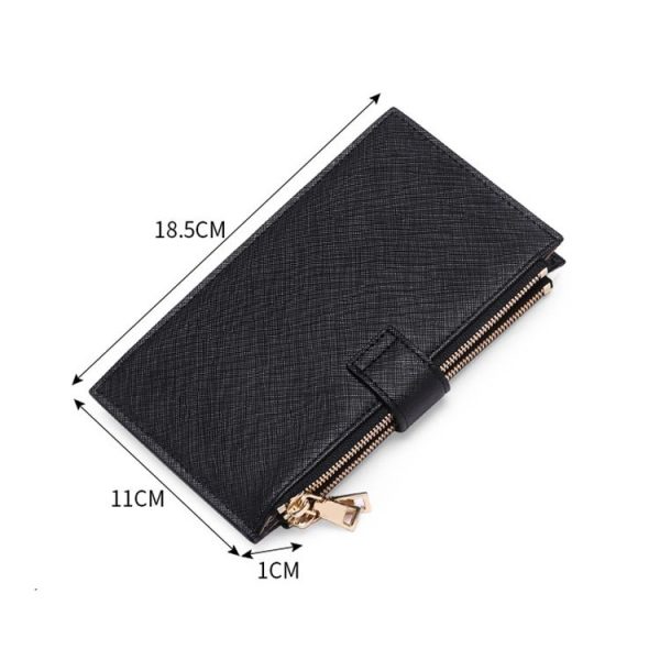 GLQ167 RFID Two-way Folding PU Cross Pattern With Zipper Pocket Wallet (Light Blue) - Image 3