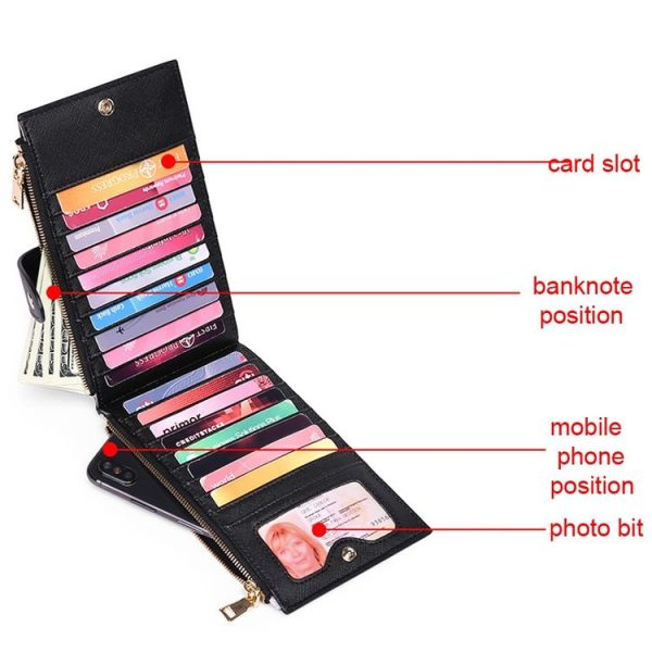 GLQ167 RFID Two-way Folding PU Cross Pattern With Zipper Pocket Wallet (Light Blue) - Image 5