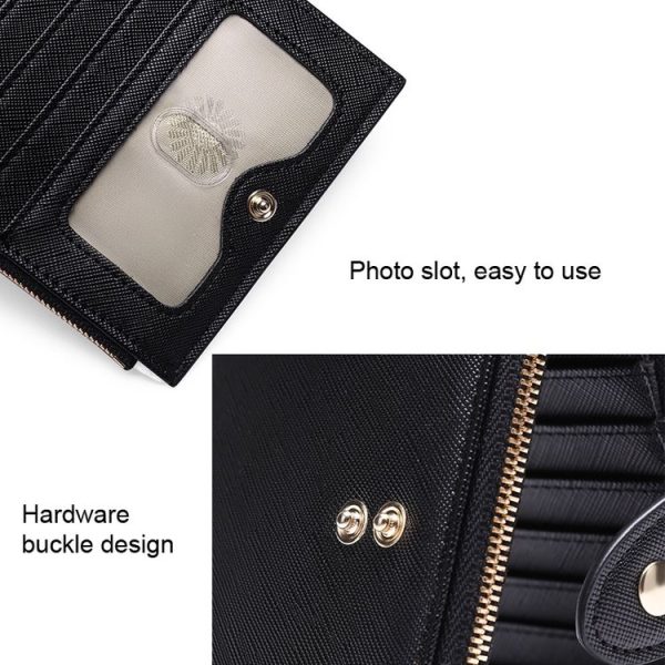 GLQ167 RFID Two-way Folding PU Cross Pattern With Zipper Pocket Wallet (Light Blue) - Image 6